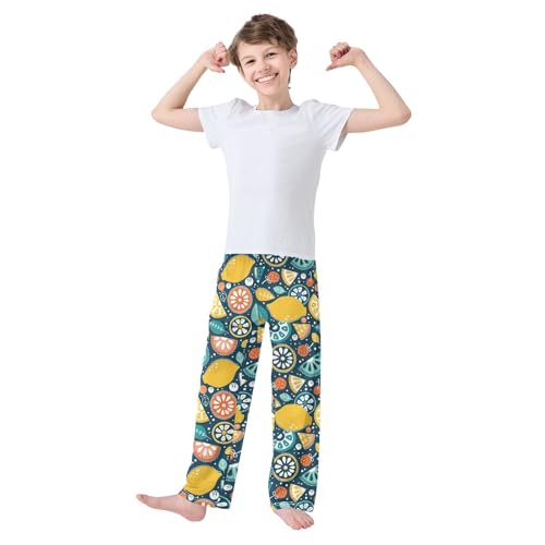 ZZXXB Lemon Watermelon Boys Long Pants Soft Trousers Elastic Waist Kids Lounge Bottoms with Pockets S-XL2