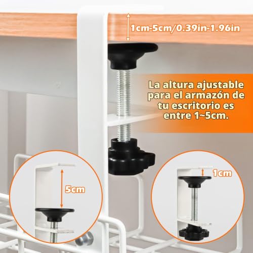 Miniatura 4 de Vfandv Organizador De Cables Escritorio, Bandeja De Gestión Cables Debajo Mesa Escritorio Bandeja Organizador Cables Escritorio Sin Taladro Para Oficina En Hogar Bandeja De Cables
