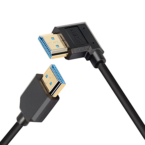 PNGKNYOCN Krótki kabel HDMI 2.1 8K o długości 0,3 m, 90 stopni, zakrzywiony, lewy kabel HDMI, HDMI męski na męski, obsługuje 8K przy 60 Hz, dynamiczny HDR, HDCP 2.2&2.3, eARC (lewy / 0,3 m)