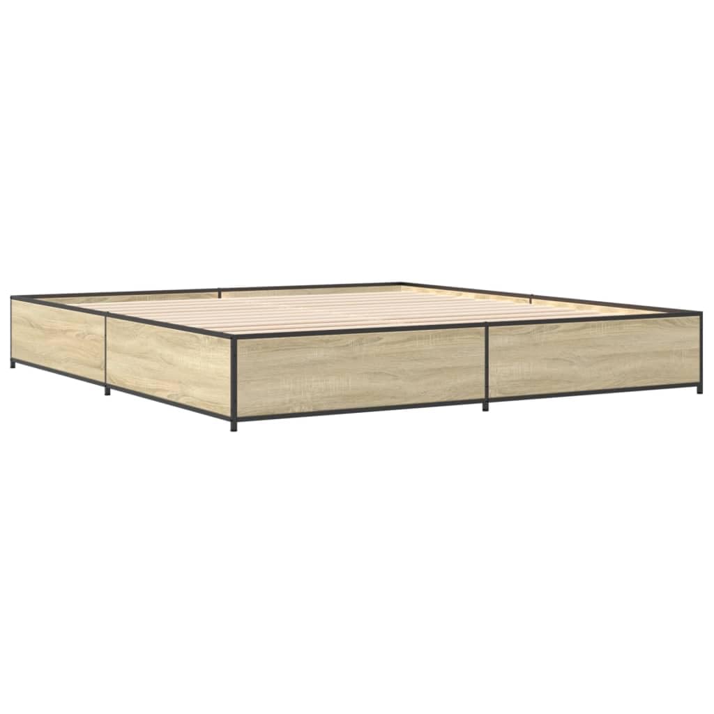 Legno Multistrato Stabile Gambe Metallo Rovere Sonoma 200x200 cm