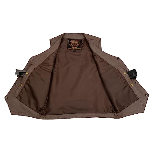 Image of Milwaukee Leather LKM3702 Men's Leather V-Neck Western Style Motorcycle Rider Vest w /Classic Buffalo Snaps Closure
