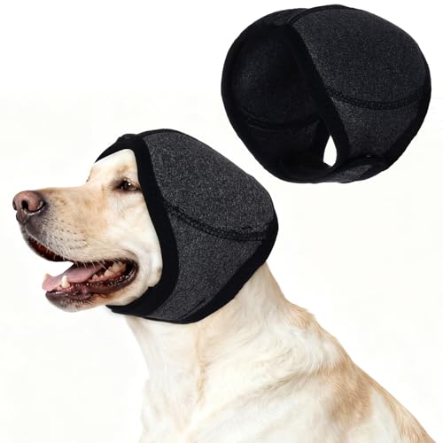 Rbenxia Dog Ear Muffs Dog Quiet Ear Cover for Hematoma, Bathing, Drying, Swim& Noise Anxiety, No Shake Ear Wrap for Grooming Reusable Dog Ear Protection for Calming (Grey, Medium)
