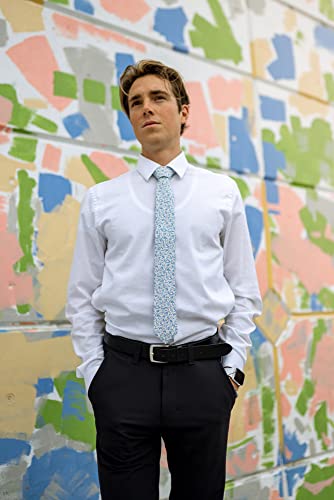 Image of DAZI Men's Skinny Tie Floral Print Cotton Necktie, Great for Weddings, Groom, Groomsmen, Missions, Dances, Gifts.