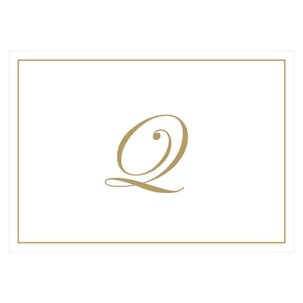 Caspari Gold Embossed Initials Boxed Note Cards in Letter Q, 16 Cards &amp; Envelopes