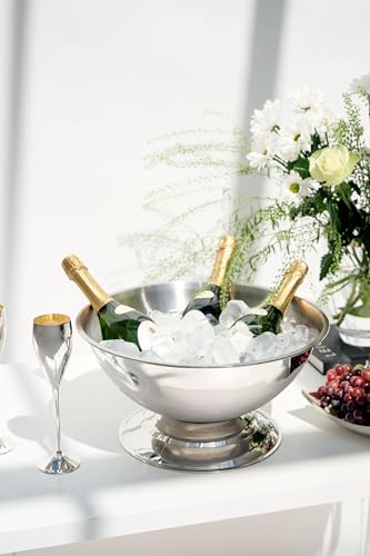 Miniatura 3 de Edzard Champañera Cara, Acero Inoxidable, Muy Pulido, Diámetro 40 Cm, Altura 21 Cm, Enfriador De Botellas, Enfriador De Vino