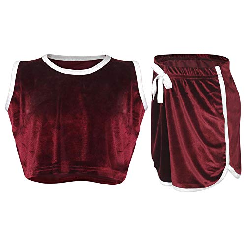 Ensemble en velours pour fille avec bandes contrastées et haut crop top tendance été
