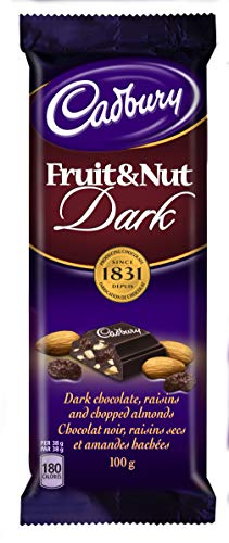 Cadbury Dairy Milk Fruit and Nut Dark, 100g/3.5 oz., {Imported from Canada}