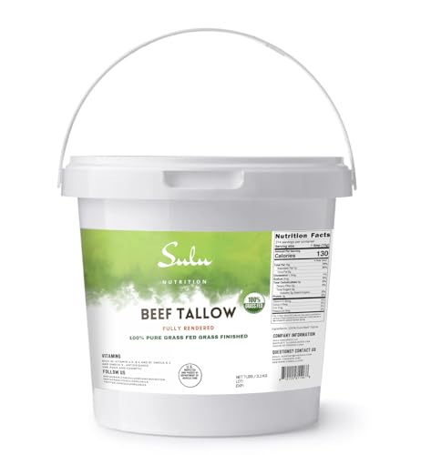 100% Pure Fully Rendered Grass Fed Grass Finished Beef Tallow- (7 lbs)