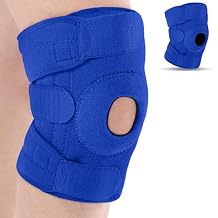 Foilswirl 1 Pcs Kids Knee Brace with Side Stabilizers Patella Gel Pads Adjustable Straps Youth Child Knee Brace Support for Meniscus Tear Sports, Meniscus Tear Blue