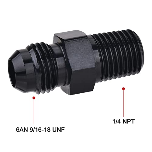 EVIL ENERGY 6AN Male Flare to 1/4" NPT Pipe Fitting Adapter Aluminum Straight Black 2PCS by EVIL ENERGY - Image 2