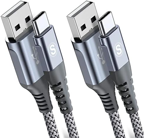 2-Pack 3M USB C Cable 3.1A Fast Charger Cable Braided Compatible for Samsung Galaxy Flip/Fold z3 S10 S9 S8 S20 S21 S22 A02s A03s A12/13 A21s/22/20 A32 A52s/51 A70/71/72 Note 20/10,Google Pixel,Oneplus