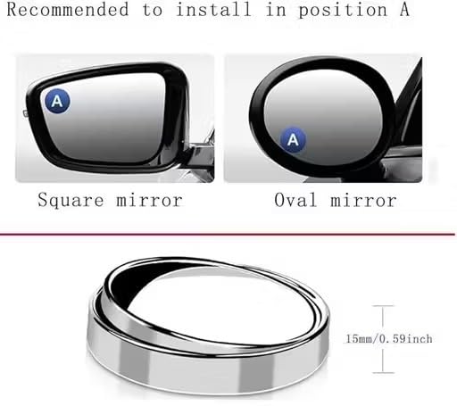 Image of HD Glass Blind Spot Mirror Round 360 Side view Blindspot with Frame, Self-Adhesive for unniversal car Fit with Adjustable Angle, Easy Installation (SILVER)