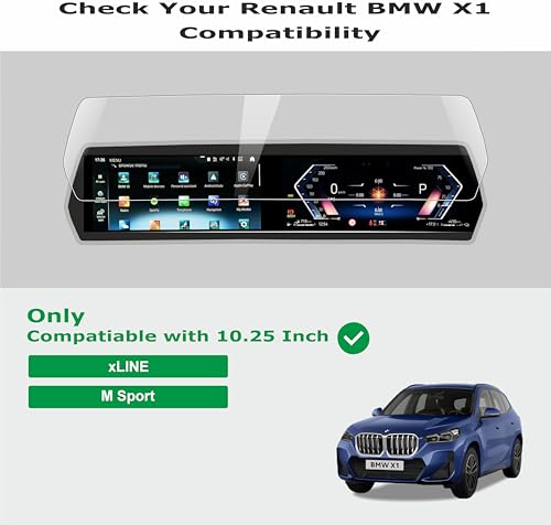 Image of OHAYO Screen Protector for BMW X1 2023 & 2024 | 10.7 Inch Infotainment + 10.25 Inch Instrument Cluster Display Guard | Compatible with xLine & M Sport Variants | 9H Hardness, Scratch Resistant, Military Strength Car Display Protection