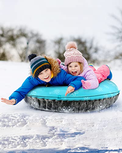 Qpau Snow Tube For Kids, Larger 50 Inch Inflatable Snow Sled, Heavy Duty Snow Tube Made By Thickening Material Of 0.8Mm #TOP6