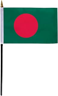 AGAS Bangladesh Stick Flag 4x6 inch mounted onto 11 inch Plastic Pole - Printed Single Sided on Polyester