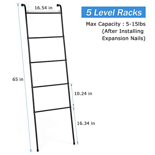 Blanket Ladder Towel Ladder for Bathroom Blanket Rack for Living Room Bathroom Laundry Room Black by OYEAL - Image 2