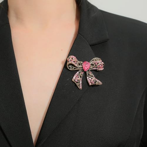 Image of Rhinestone Bow Brooch Vintage Crystal Large Bowknot Brooches for Women Brooch Pin Wedding Fashion Jewelry Accessories,Women Gift