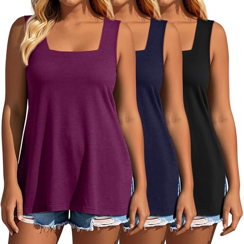Evervibe 3 Pack Women's Plus Size Tank Tops 1X-5X, 3-Color, 5X-Large