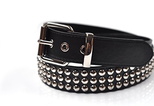 foolsGold 3 Row Conical Silver Studded Black Belt4