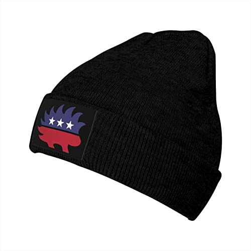 RENZHI Us Libertarian Party Porcupine Unisex Beanie Warm Thick Knit Hat Soft Stretch Skull Hat Black