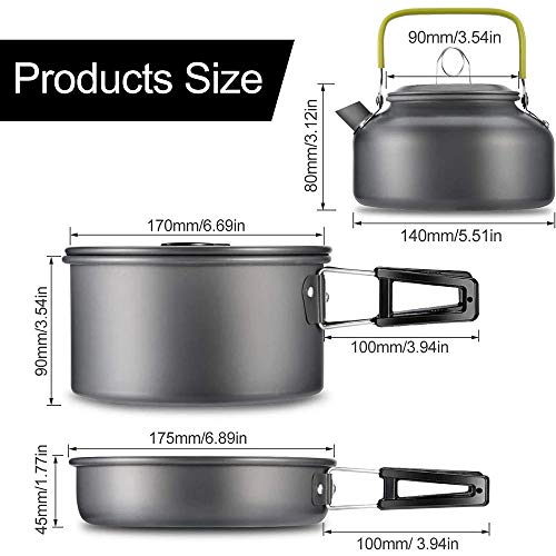 Kxdfdc Camping Cookware Set Aluminum Nonstick Portable Outdoor Tableware Kettle Pot Cookset Cooking Pan Bowl For Hiking Bbq Picnic #TOP1