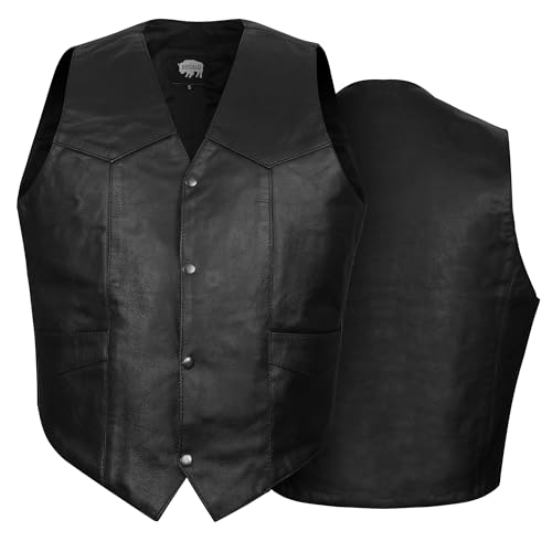 RS Red Summit Genuine Leather Motorcycle Vest for Men Riding