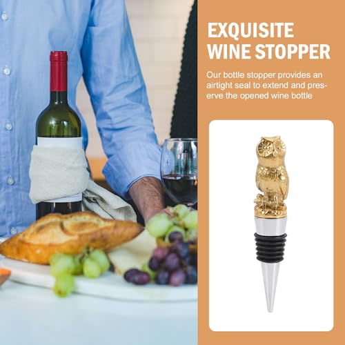 Tapón de vino con forma de búho dorado para decorar tus fiestas y cenas en el hogar 6