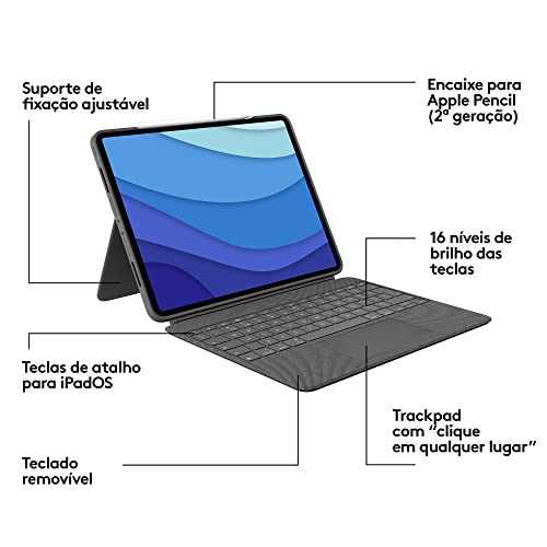 Capa com Teclado Logitech Combo Touch para iPad Pro 12.9