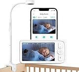 Baby Monitor with Camera and Audio, 5’’ Screen & App, 2.4GHz WiFi Secure Link, Sleep Tracking, Cry Detection, Night Vision, Temp & Humidity Monitor, 2-Way Talk, 5GB Cloud Storage, 4-in-1 Mount
