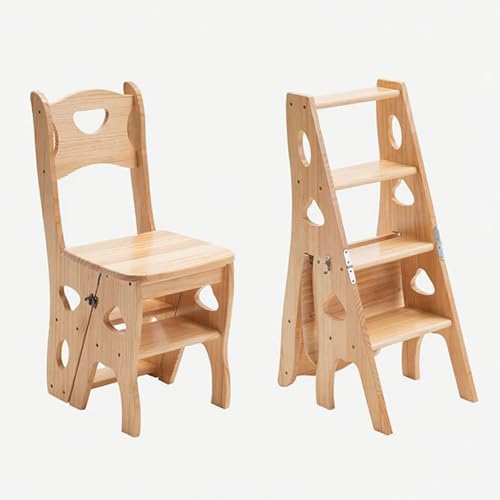 Escabeau pliable en bois 3 en 1 avec 4 marches - Léger et portable - Support de présentation - Vert
