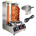 KOOTEN Shawarma Grill Machine Electric Vertical Kebab Gyro Grill Machine Rotisserie Broiler Machine with 2 Burners and Meat Catch Pan, 3000W