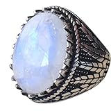 Anillo impresionante de piedra preciosa de piedra lunar natural, anillo de declaración, anillo de sello, anillo hermoso delicado, anillo oxidado de plata, anillo de piedra de nacimiento de junio