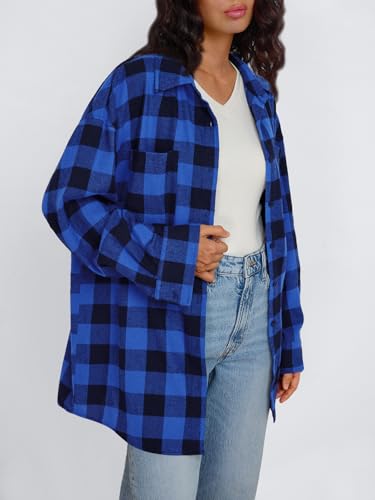 Image of Trendy Queen Women Flannel Shirts Plaid Tops Button Down Shackets | Fall Winter Jackets, Cute Tops, Long Sleeve Shirt, Button Down Casual Coats