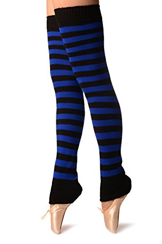 LissKiss Blue & Black Stripes Dance/Ballet Leg Warmers - Leg Warmers3
