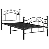 vidaXL Bett mit Lattenrost Metallbett Einzelbett Bettgestell Schlafzimmerbett Bettrahmen Ehebett Schlafzimmermöbel Schwarz Metall 100x200cm
