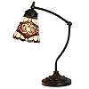 Bieye L10870 Tiffany Style Stained Glass Table Lamp Night Light with Swing Arm Base for Working Reading Home Decoration Baroque Red