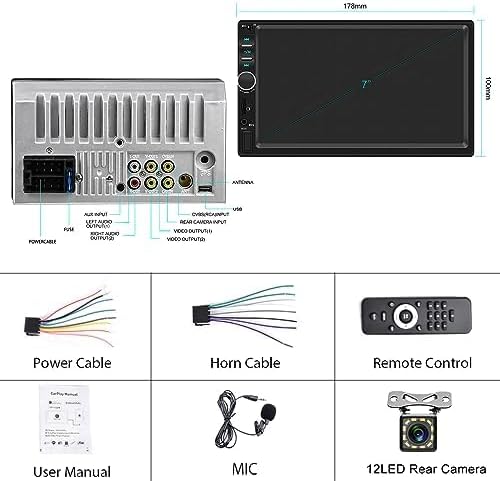 Miniatura 7 de Estéreo de auto doble DIN con Carplay y Android Auto, radio de coche con pantalla táctil HD de 7 pulgadas con Bluetooth y enlace de espejo,