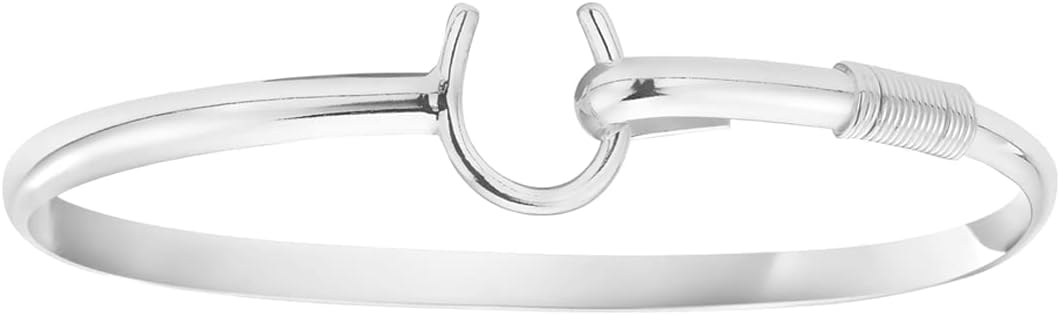 Ritastephens Sterling Silver 925 Horseshoe Bangle Cuff Bracelet 7.5 Inches Good Luck Amulet