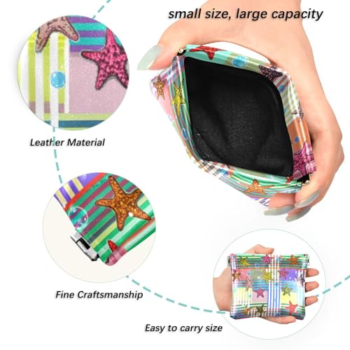 Colorful Starfish Coin Purse Leather Pouch Change Purse, Squeeze Coin Pouch for Cards, Keys & Lipsticks, Unisex2