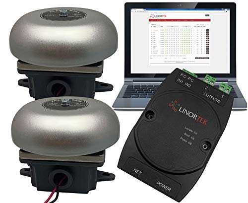 Netbell-2-2Bel TCP/IP Loud Electric School Factory Warehouse Break Alarm Bell System Automatic Programmable Bell Timer Software Web-Based Electronic Bell Controller System (2 Bells)