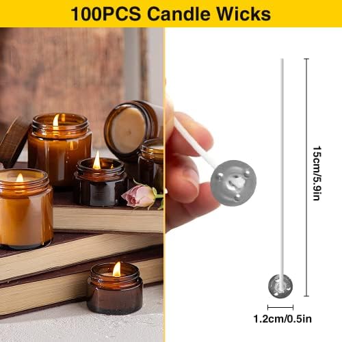 soosable Candle Wicks Pre Waxed Candle Wicks for Candle Making DIY Crafts (15 CM, 100)