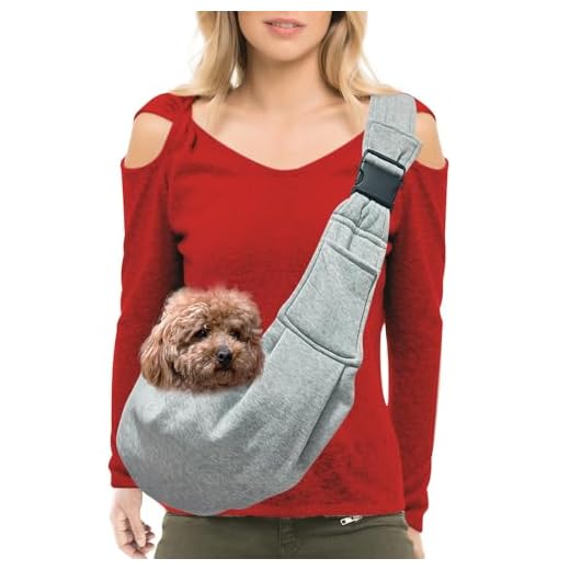 Dog Carrier Sling, Adjustable Shoulder Strap Dog Carriers for Small Dogs, Puppy Carrier Purse for Pet Cat with Front Zipper Pocket Safety Belt Machine Washable Holder