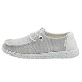 Hey Dude Women's Wendy Sox Stone White Size 8 | Women’s Shoes | Women’s Lace Up Loafers | Comfortable &amp; Light-Weight