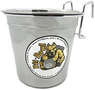 Pit-Bowl Stainless Steel Hook-on, Dog Crate Water Bowl (1 to 1.5qt) CR82