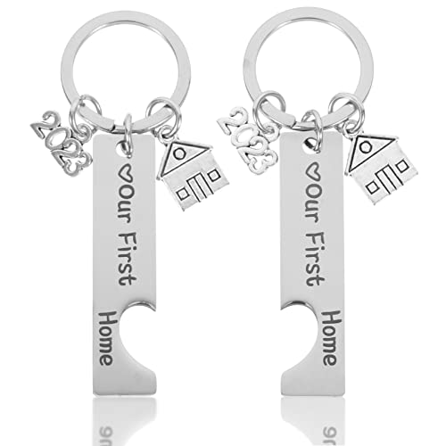 Pretyzoom Our First Home Keychain 2023 New Home Keychain Couples Keyrings New House Key Charm For Him Her Anniversary Christmas Favor #TOP24