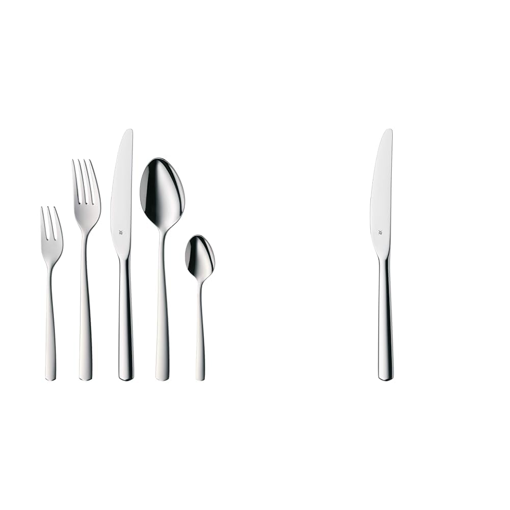 WMF Boston Besteck Set 12 Personen, Essbesteck 60 teilig, Monobloc-Messer & Boston Menümesser mono 22,6 cm, Monobloc-Messer, Tafelmesser Cromargan Edelstahl poliert, glänzend, spülmaschinenfest