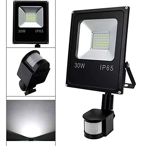Preisvergleich Produktbild wolketon 30W LED Strahler mit Bewegungsmelder Fluter IP65 Außenstrahler Wasserdicht Kaltweiß 2550LM 6500K Super Hell Scheinwerfer für Garten, Hof, Sportplatz, Garage