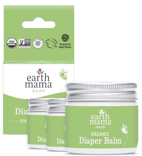 Image of Earth Mama Organic Diaper Balm | Diaper Cream for Baby | EWG Verified, Petroleum & Artificial Fragrance-Free with Calendula for Sensitive Skin, 2-Fluid Ounce (3-Pack)