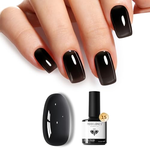 modelones Jelly Black Gel Nail Polish Soak Off UV/LED Gel Polish 15ML