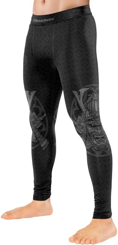 FORMONIES Samurai Combat Spats for Men – MMA Compression Leggings for Grappling Jiu Jitsu Pants Compression